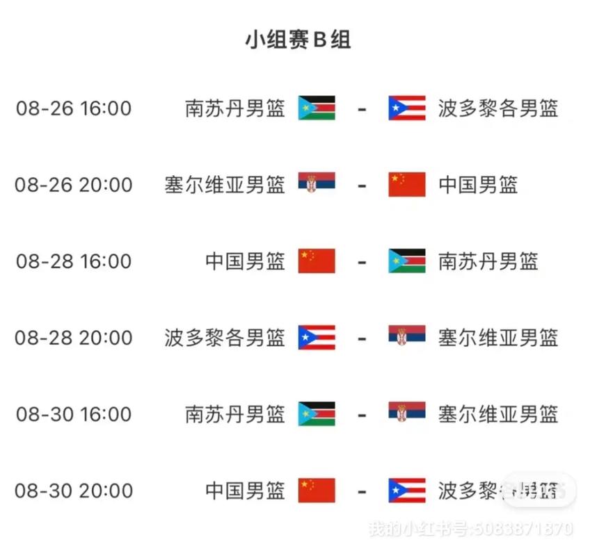 篮球世界杯中国队赛程